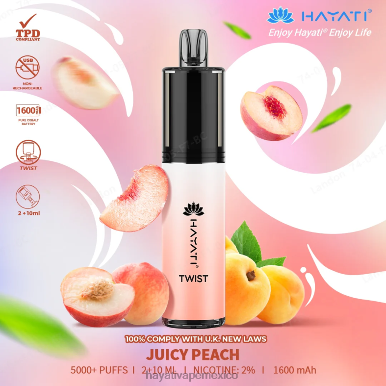 Hayati Twist desechable Durazno jugoso BP44H72 Hayati Mexico City