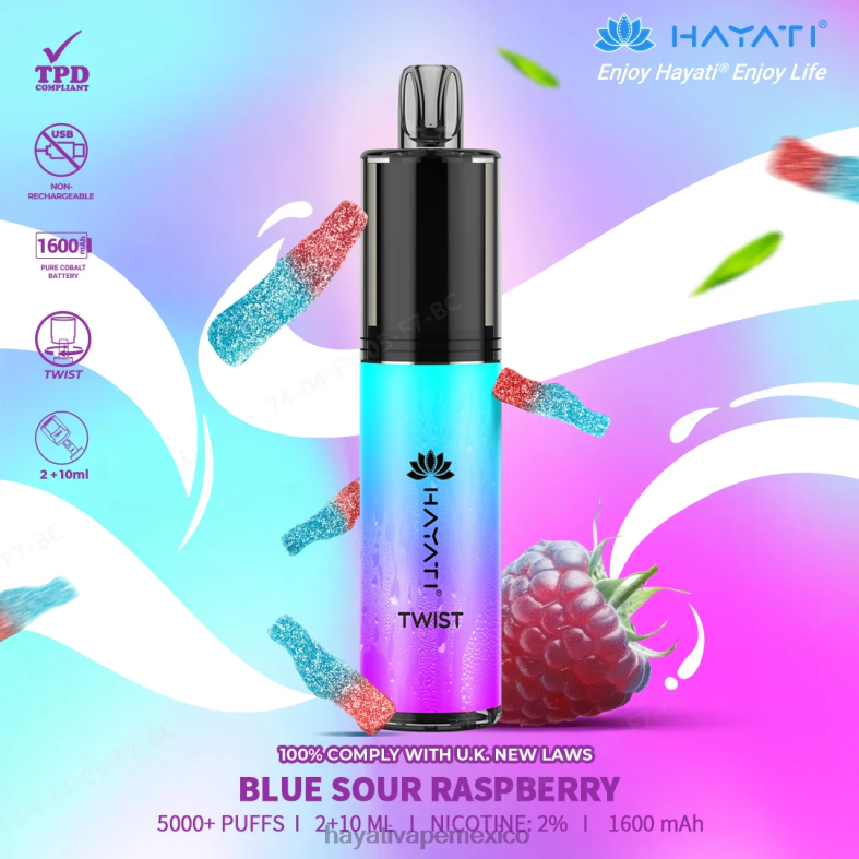 Hayati Twist desechable frambuesa agria azul BP44H65 Hayati Vape Liquid