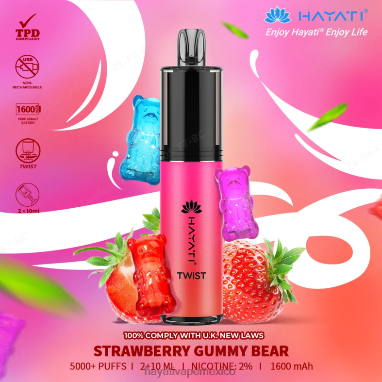 Hayati Twist desechable osito de goma de fresa BP44H82 Hayati Mexico City