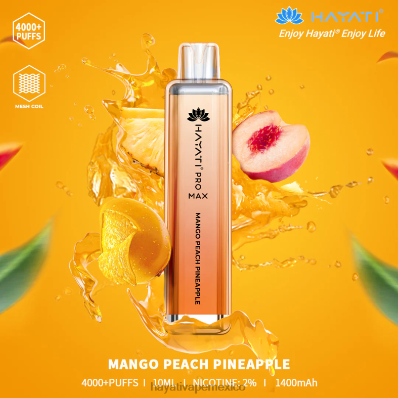 Hayati Pro Max desechable mango durazno piña BP44H111 Hayati Mexico
