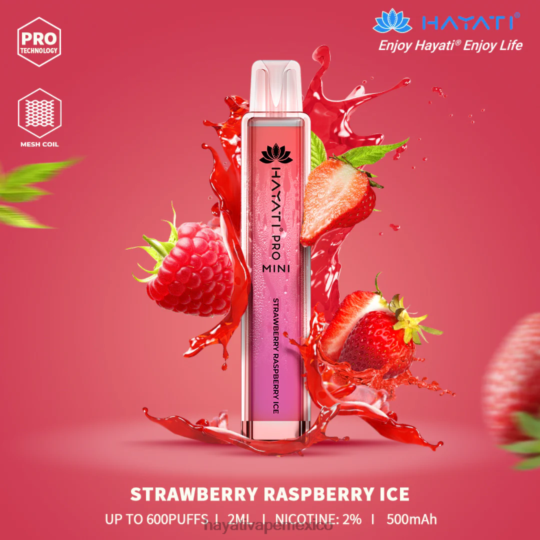 Hayati Pro Mini desechable hielo de fresa y frambuesa BP44H22 Hayati Mexico City