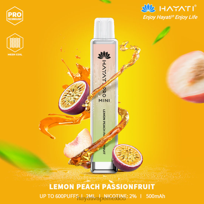 Hayati Pro Mini desechable maracuyá melocotón limón BP44H28 Hayati Vapes Wholesale