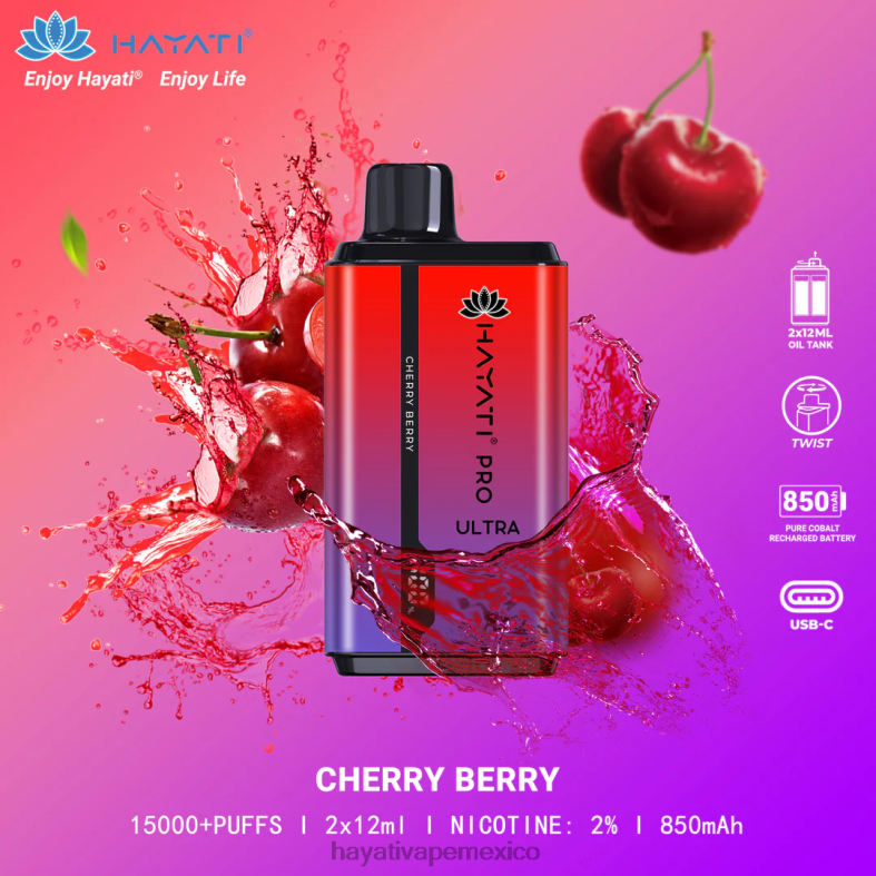Hayati Pro Ultra desechables 15000 inhalaciones Cereza BP44H199 Hayati Vape Shop