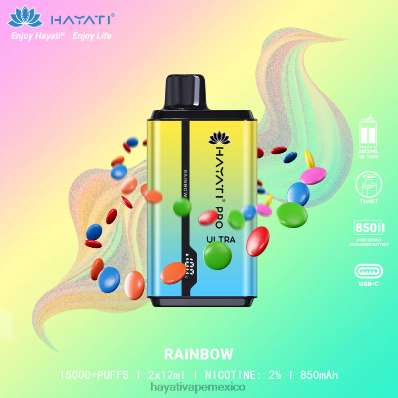 Hayati Pro Ultra desechables 15000 inhalaciones arcoíris BP44H209 Hayati Vape Shop