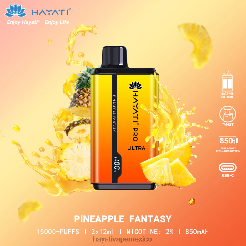 Hayati Pro Ultra desechables 15000 inhalaciones fantasía de piña BP44H208 Hayati Vapes Wholesale