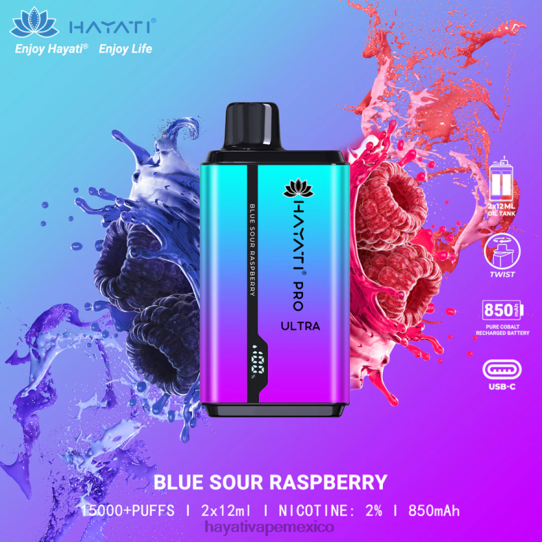 Hayati Pro Ultra desechables 15000 inhalaciones frambuesa agria azul BP44H195 Hayati Vape Liquid