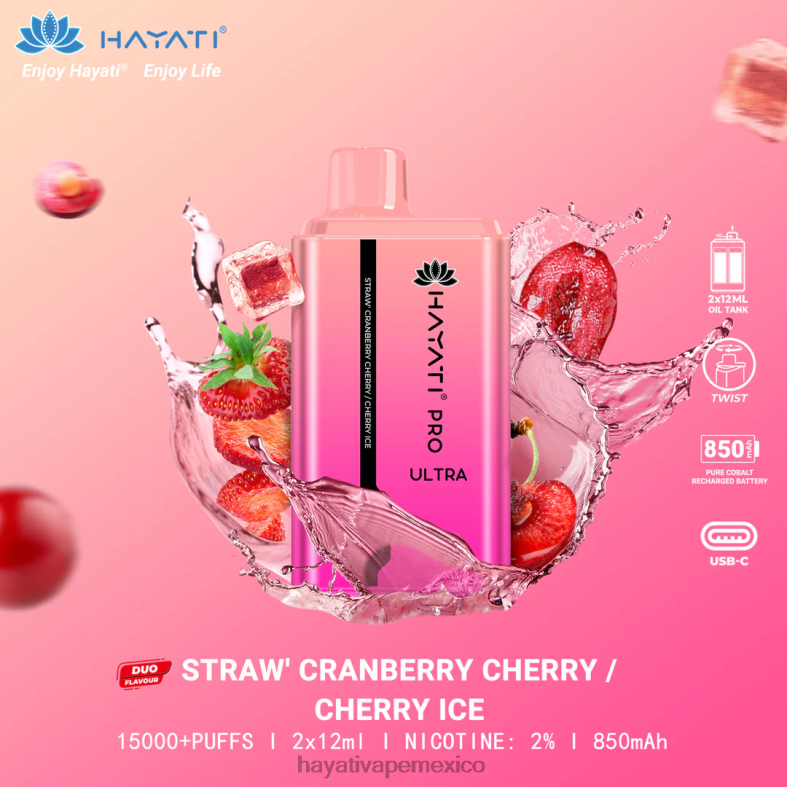 Hayati Pro Ultra desechables 15000 inhalaciones fresa arándano cereza-cereza hielo BP44H225 Hayati Vape Liquid