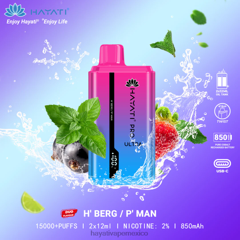 Hayati Pro Ultra desechables 15000 inhalaciones h'berg/p'hombre BP44H219 Hayati Vape Shop