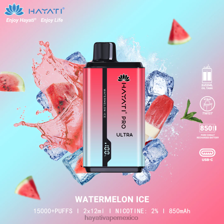 Hayati Pro Ultra desechables 15000 inhalaciones hielo de sandia BP44H214 Hayati Vape Flavours