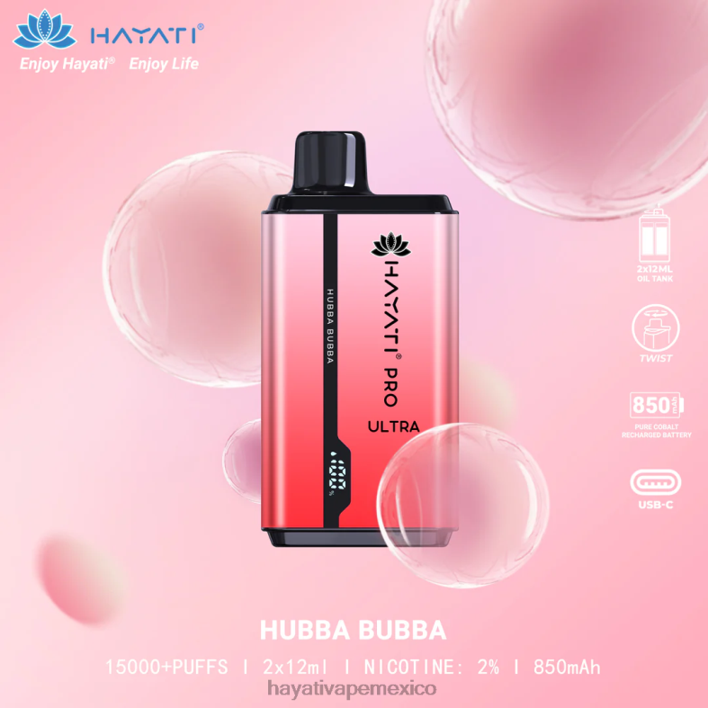 Hayati Pro Ultra desechables 15000 inhalaciones hubba bubba BP44H201 Hayati Mexico