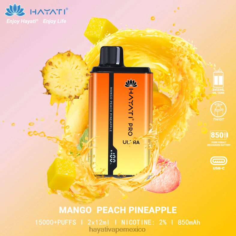 Hayati Pro Ultra desechables 15000 inhalaciones mango durazno piña BP44H204 Hayati Vape Flavours