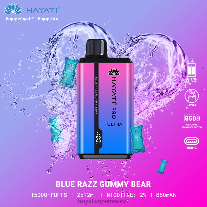 Hayati Pro Ultra desechables 15000 inhalaciones osito de goma azul razz BP44H194 Hayati Vape Flavours