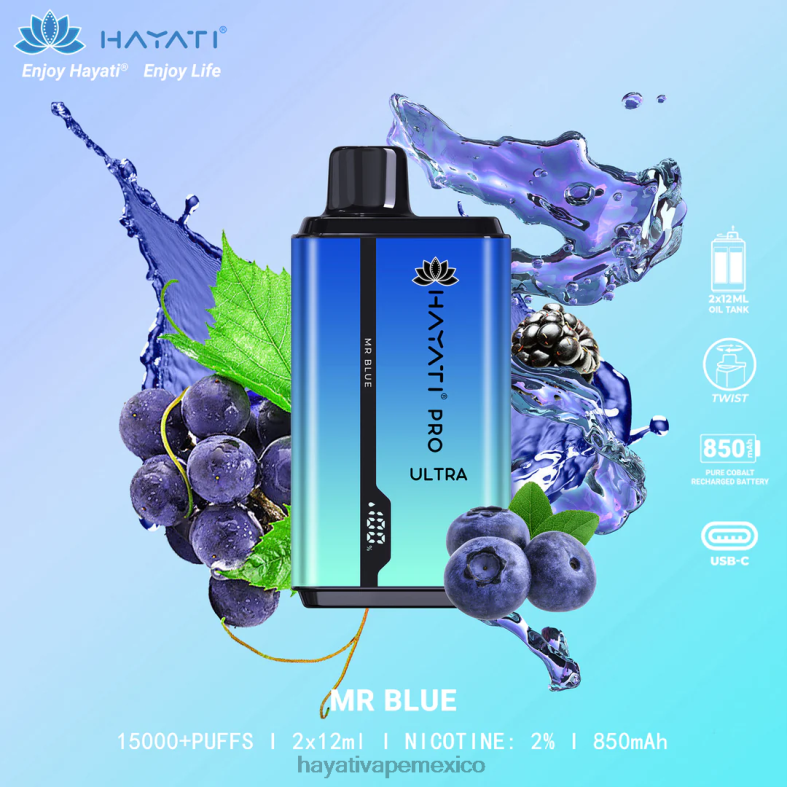 Hayati Pro Ultra desechables 15000 inhalaciones señor azul BP44H207 Hayati Vape Review