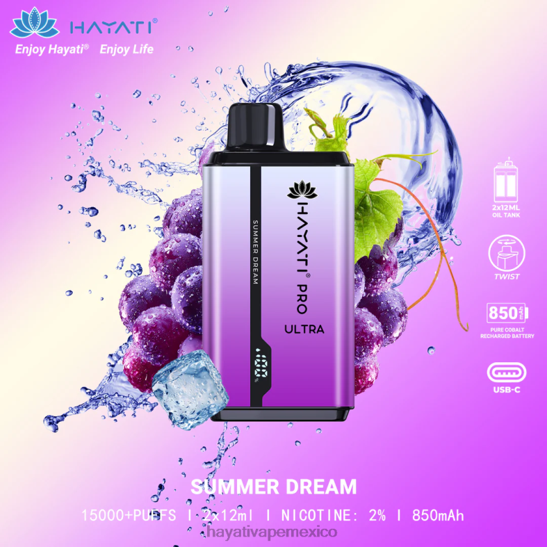 Hayati Pro Ultra desechables 15000 inhalaciones sueño de verano BP44H212 Hayati Mexico City