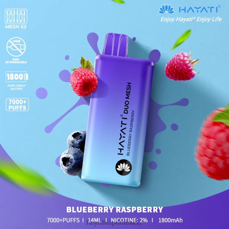 Hayati Duo Mesh desechable frambuesa arándano BP44H167 Hayati Vape Review
