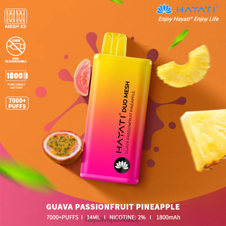 Hayati Duo Mesh desechable guayaba maracuyá piña BP44H170 Hayati Flavour List