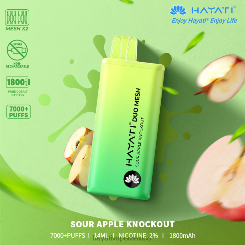 Hayati Duo Mesh desechable knockout de manzana agria BP44H180 Hayati Flavour List