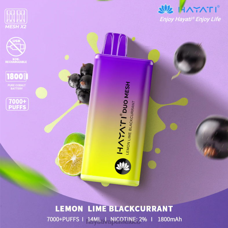 Hayati Duo Mesh desechable lima limón grosella negra BP44H187 Hayati Vape Review
