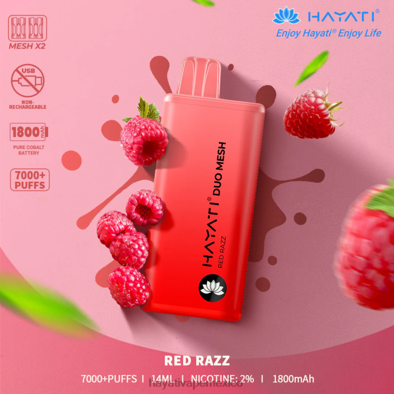 Hayati Duo Mesh desechable razz rojo BP44H179 Hayati Vape Shop
