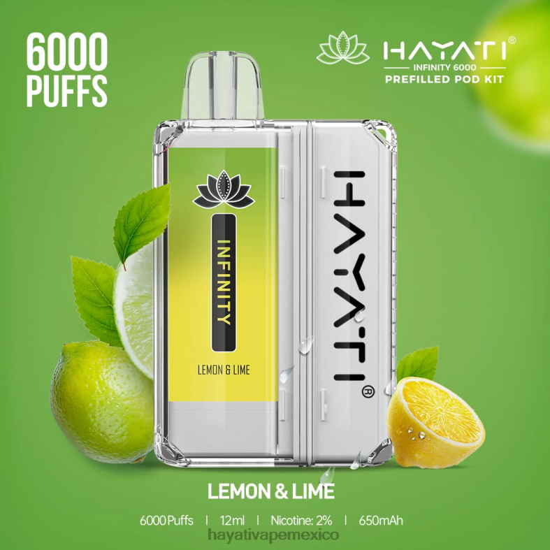 Hayati Infinity 6000 kits de cápsulas Lima Limon BP44H153 Hayati Vape Mexico