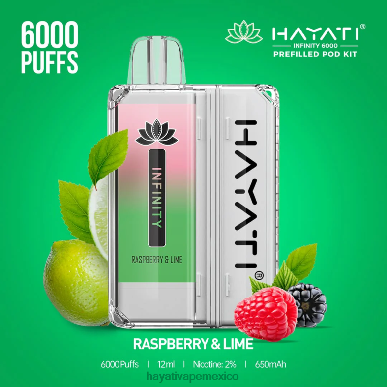 Hayati Infinity 6000 kits de cápsulas frambuesa y lima BP44H157 Hayati Vape Review