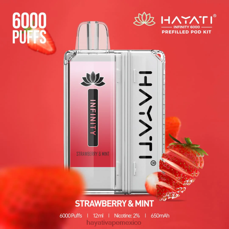 Hayati Infinity 6000 kits de cápsulas fresa y menta BP44H160 Hayati Flavour List