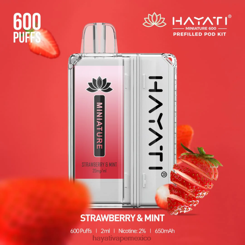 Hayati Miniature kits de 600 cápsulas fresa y menta BP44H46 Hayati Vape Near Me