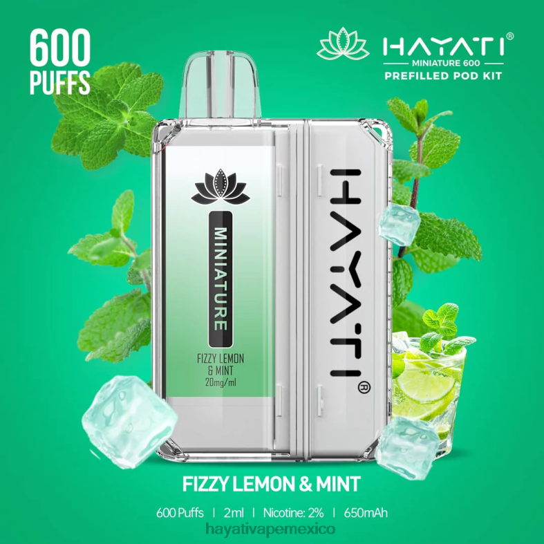 Hayati Miniature kits de 600 cápsulas limón y menta gaseosos BP44H33 Hayati Vape Mexico