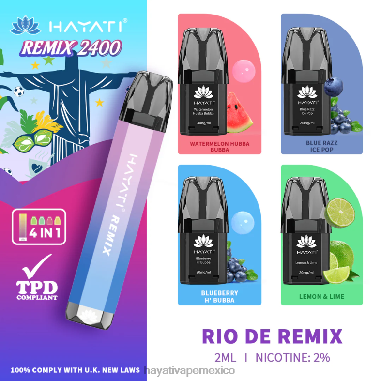 Hayati Remix sistema de cápsulas precargadas 2400 inhalaciones río de remezcla BP44H57 Hayati Vape Review